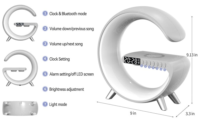 15W G Type LED Wireless Charger - WAVE FAST