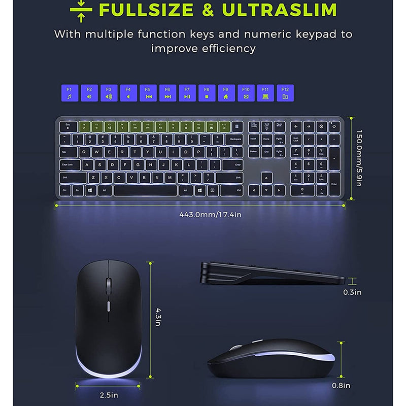 Rechargeable Ergonomic Wireless Keyboard & Mouse Set